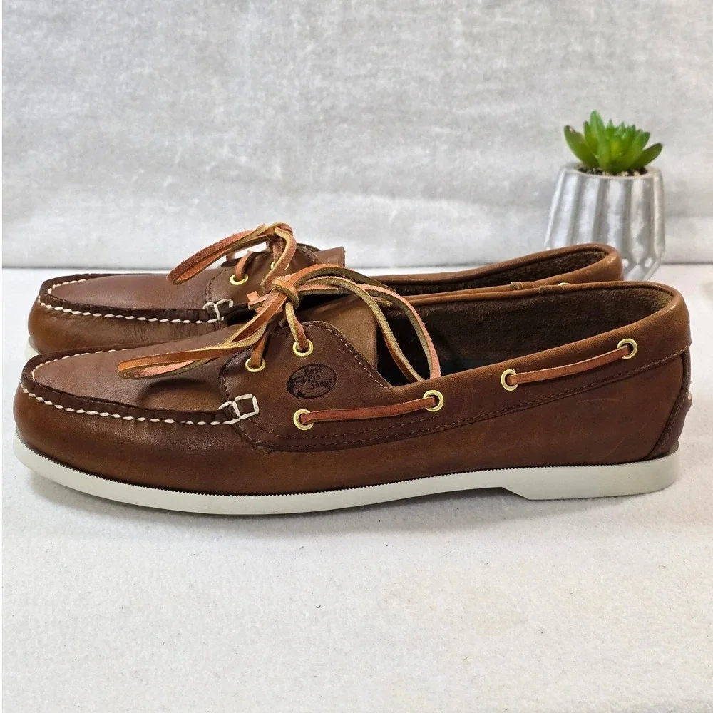 Bass Pro Shops Leather‎ Boat Fishman Shoes Moccasins Laced Deck Shoes Size 12